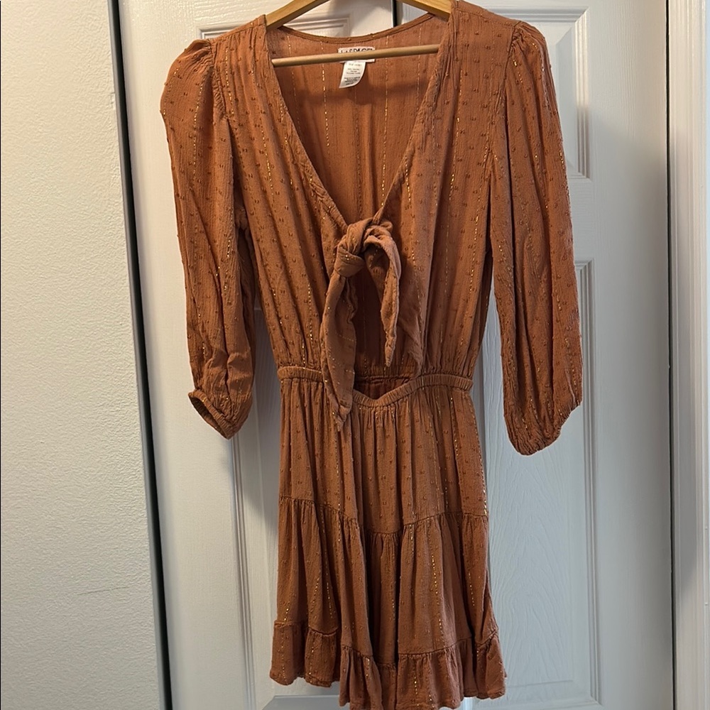 L Space  Rust Orange Tie-Front Dress size XS - Picture 2 of 4